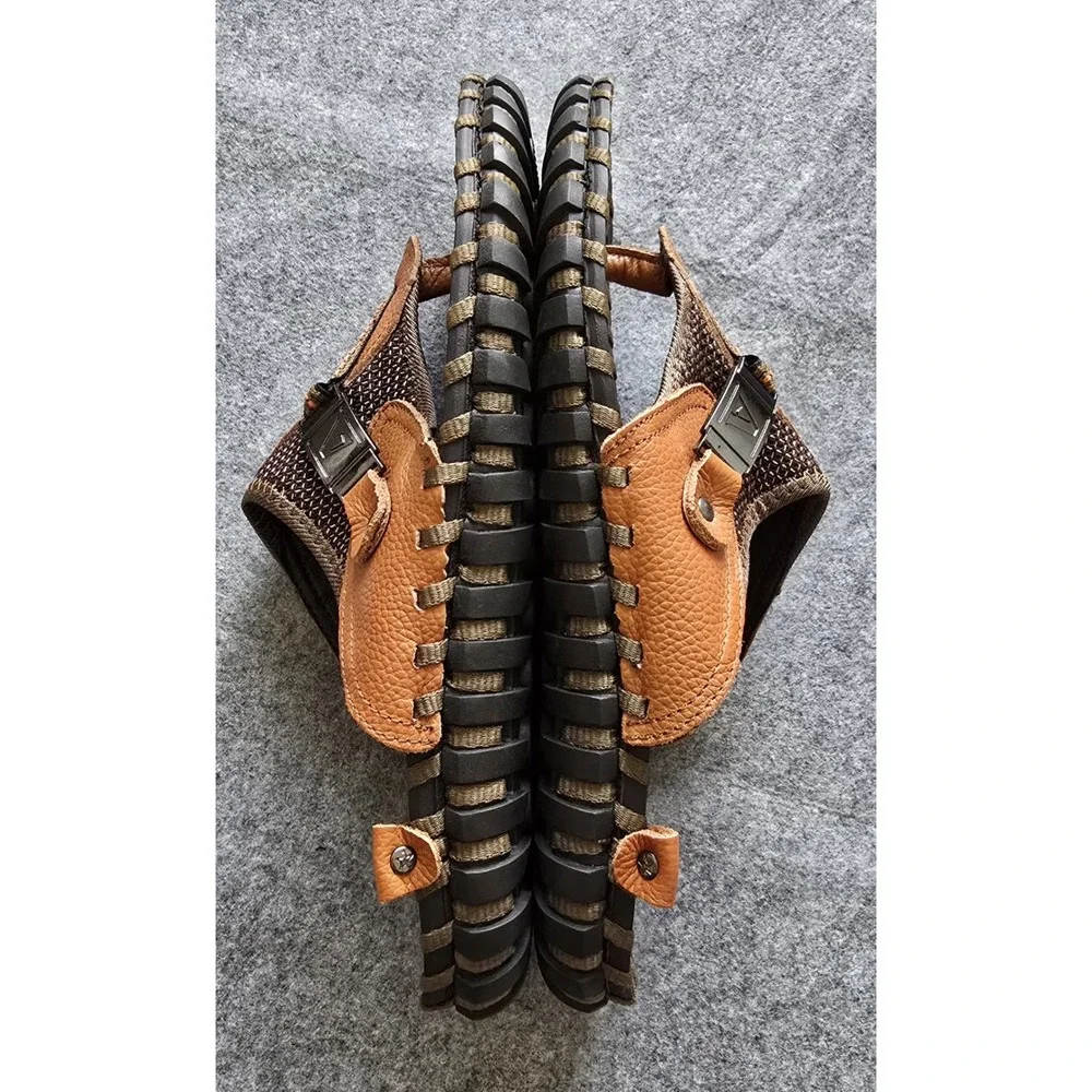 Ceville Men's Casual Woven Leather Thong Gladiator Sandals Size 10.5 / 11 NWOB